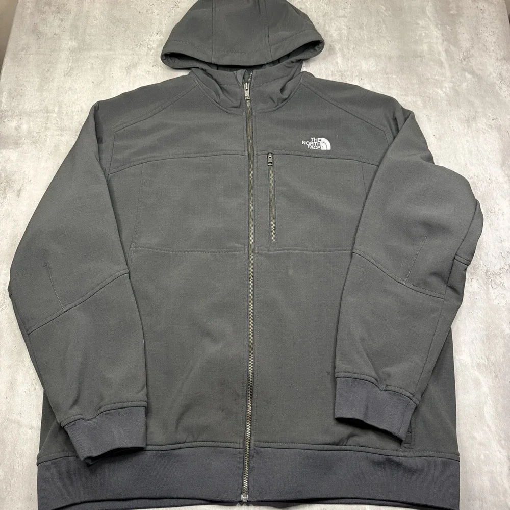 North Face Men's Hooded Softshell Full Zip Jacket Gray XXL Nimble Windwall